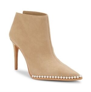 Karl Lagerfeld Paris Studded Taupe Suede Stiletto Heels Booties Size 9